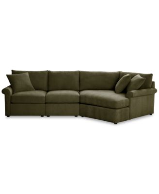 CLOSEOUT! Wrenley 131" 3-Pc. Fabric Modular Cuddler Chaise Sectional Sofa, Created for Macy's