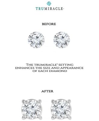 TruMiracle Diamond Halo Stud Earrings (1/2 ct. t.w.) in 14k White Gold