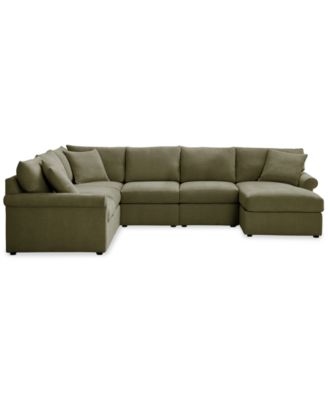 CLOSEOUT! Wrenley 131" 6-Pc. Fabric Modular Sectional Chaise Sofa, Created for Macy's