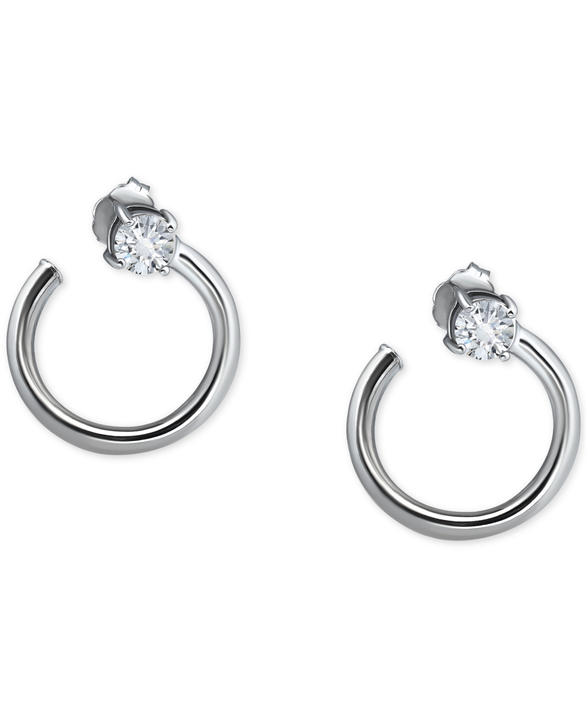 Giani Bernini Cubic Zirconia Spiral Hoop Earrings, Created For Macy's In Silver