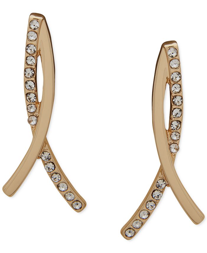 Anne Klein GoldTone Pavé Crossed Bar Drop Earrings Macy's