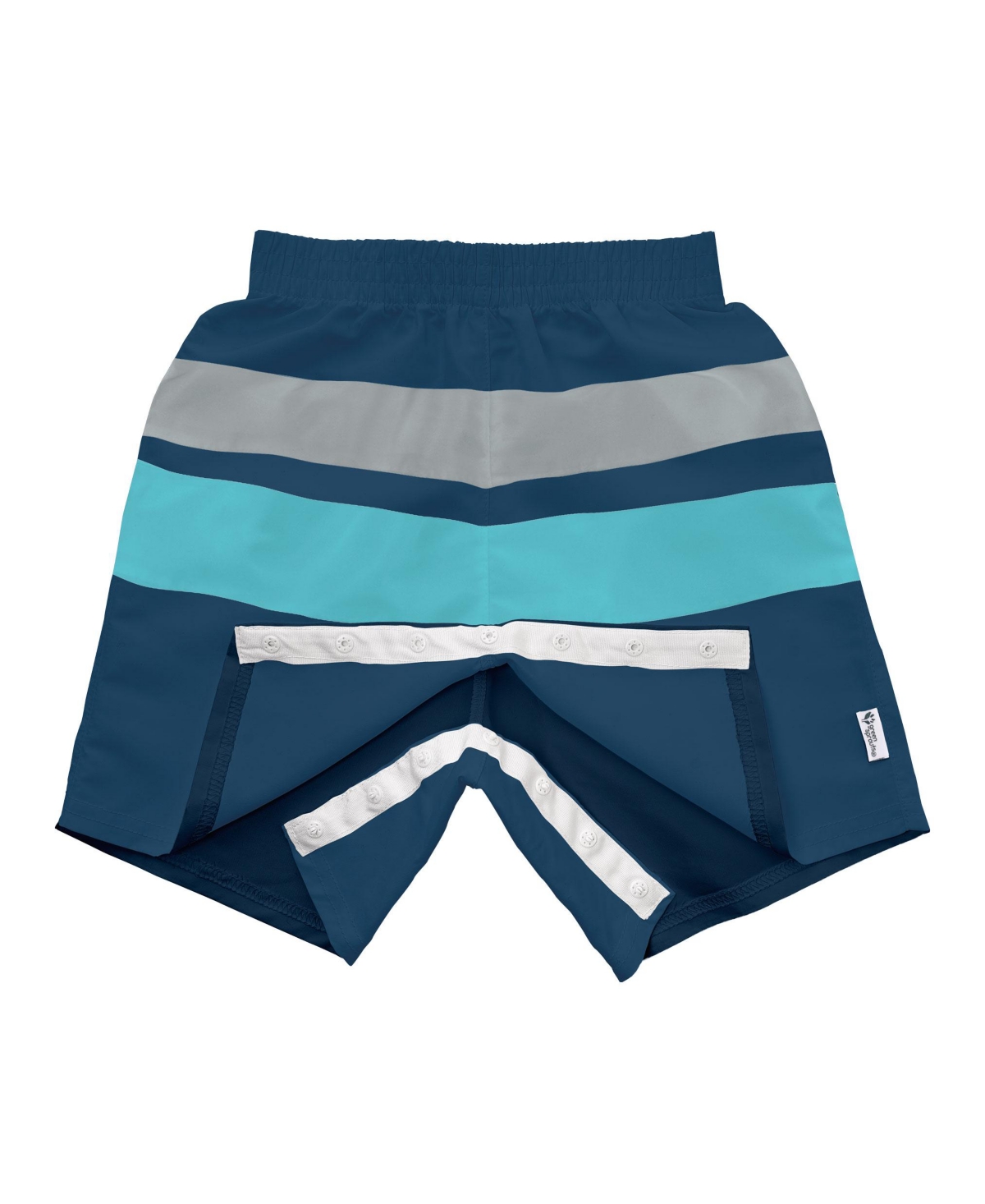 Green Sprouts Toddler Boys Lightweight Easy-change Swim Trunks In Navy Aqua Gray Colorblock