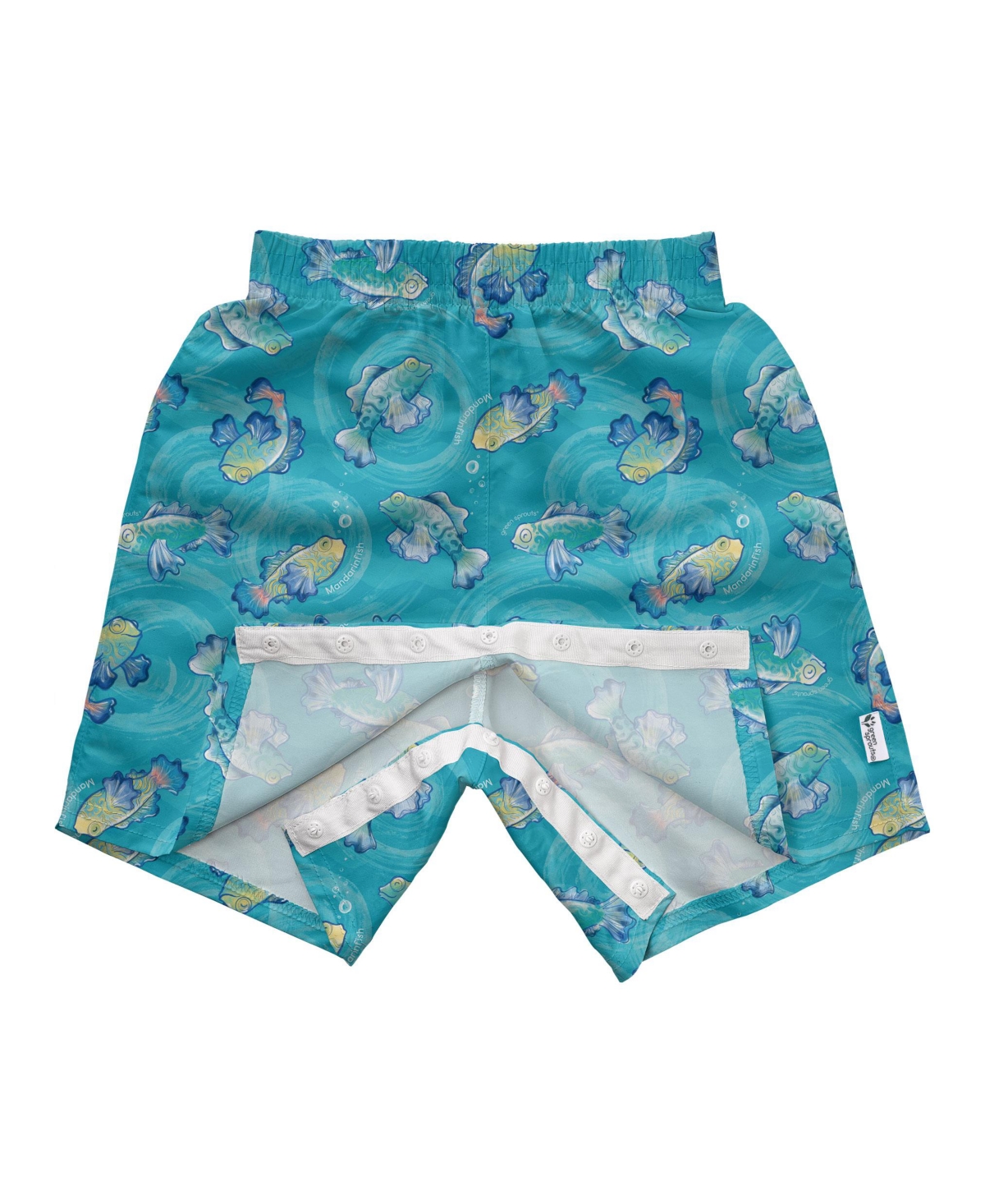 Green Sprouts Toddler Boys Lightweight Easy-change Swim Trunks In Aqua Mandarin Fish