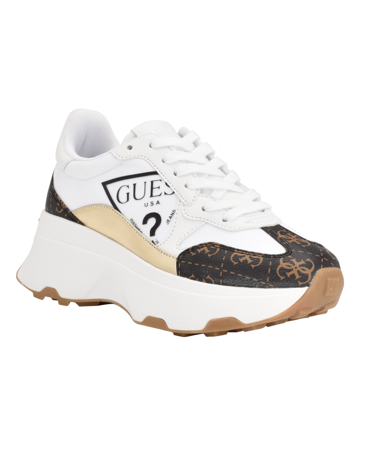 Guess Women s Calebb Fashion Sneakers White Black Multi Manmade Smart Closet