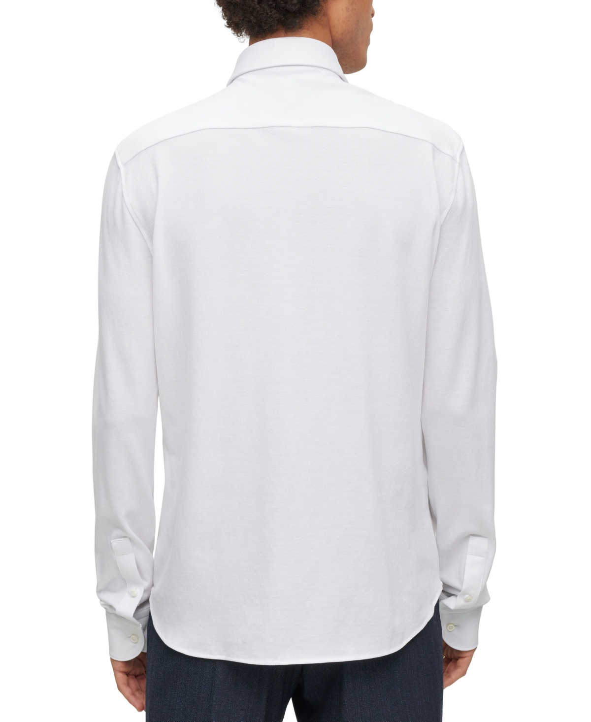 Shop Hugo Boss Boss By  Men's Regular-fit Pure-cotton Jersey Shirt In White