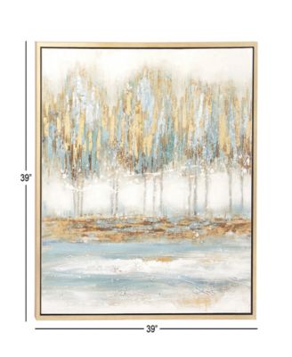 Canvas Tree Framed Wall Art with Gold-Tone Frame, 39" x 1" x 39"