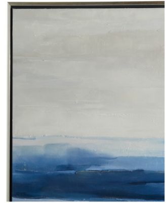 Canvas Abstract Ocean Inspired Landscape Framed Wall Art with Silver-Tone Frame, 37" x 1" x 37"