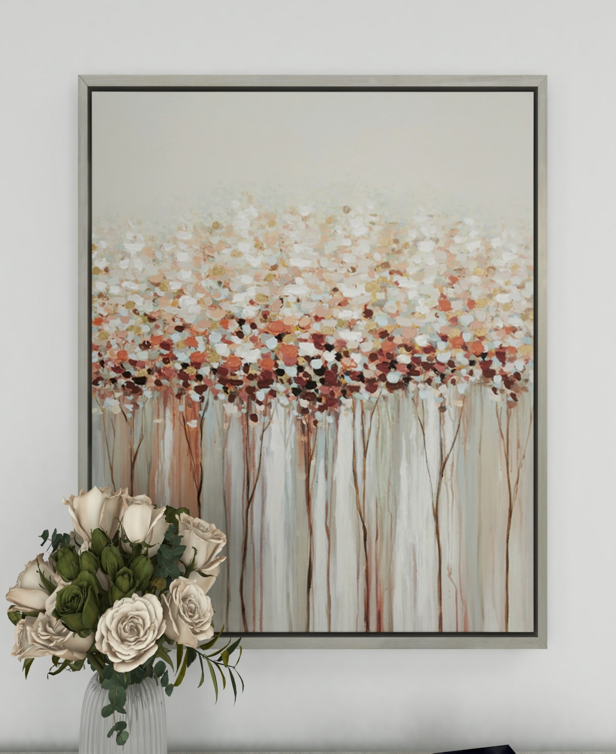 Rosemary Lane Canvas Tree Framed Wall Art with Silver-Tone Frame, 39