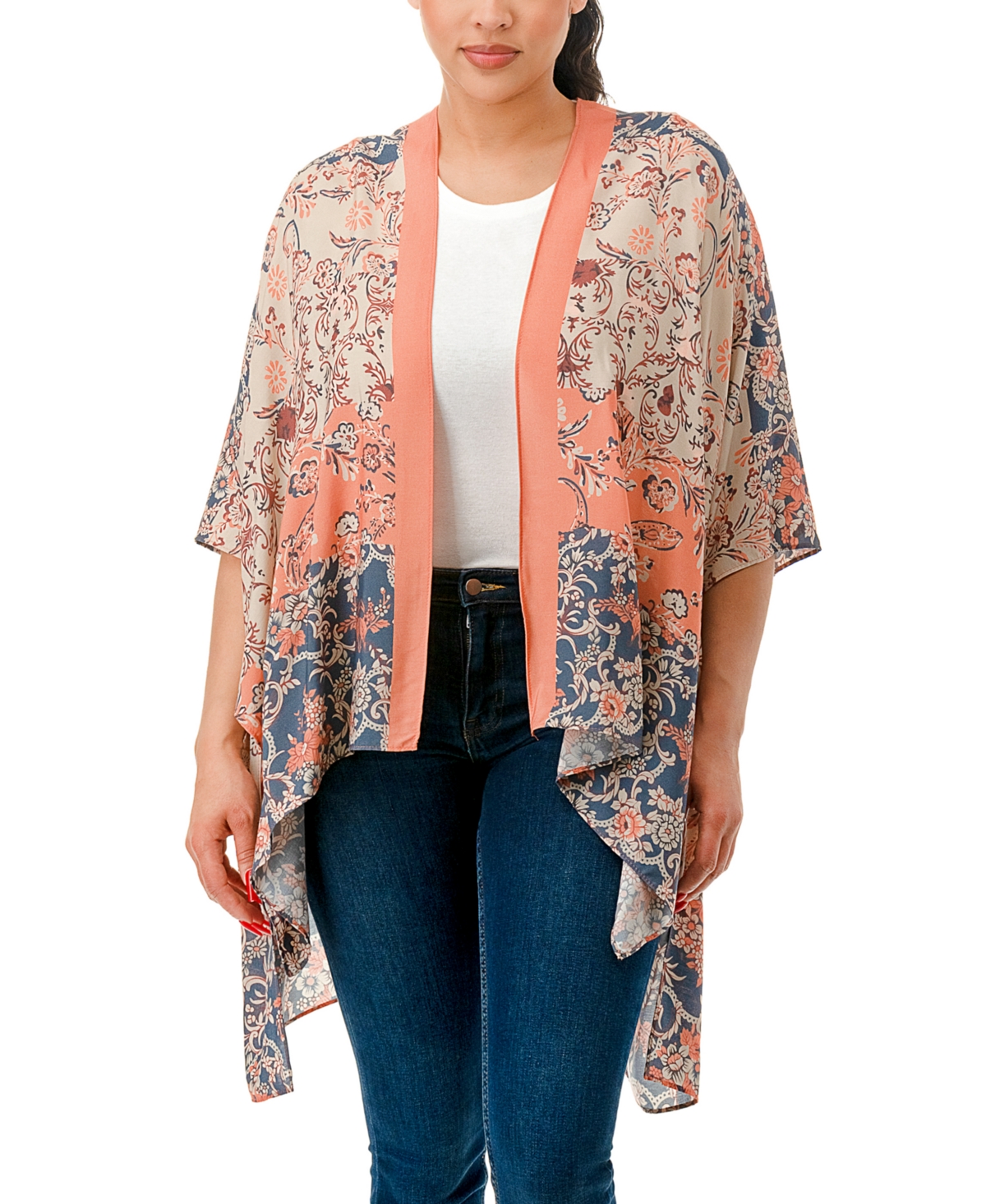 Marcus Adler Ombre Floral Kimono Cover-up In Pink