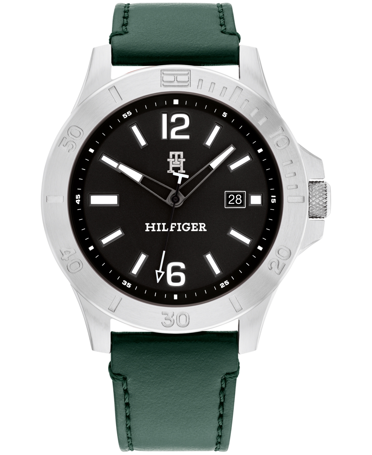 Tommy Hilfiger Men's Quartz Green Leather Strap Watch 46mm