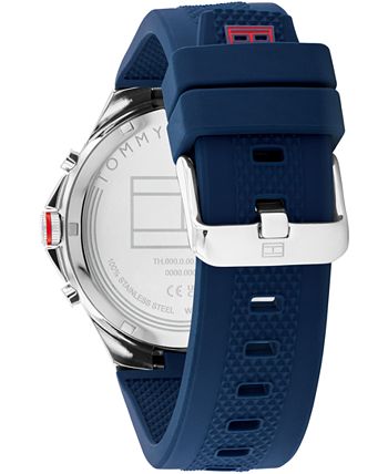 Tommy hilfiger men's blue silicone outlet strap watch 46mm