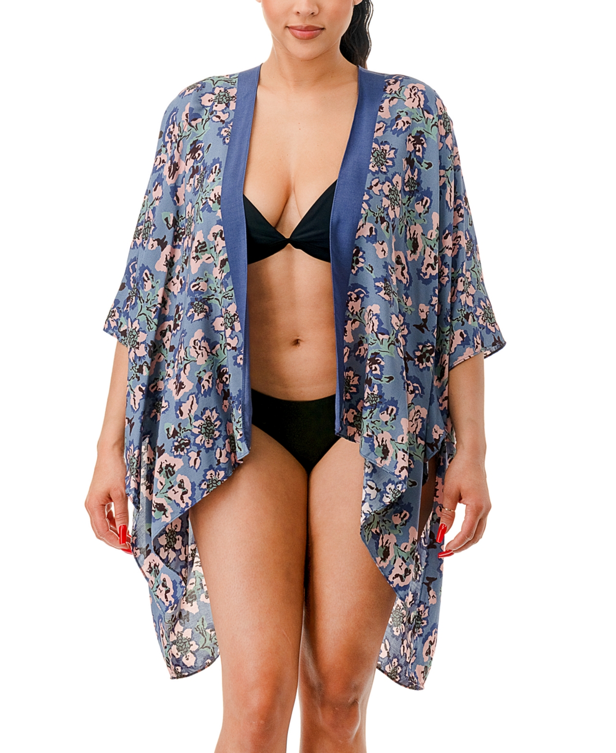 Marcus Adler Floral Kimono Cover Up In Blue