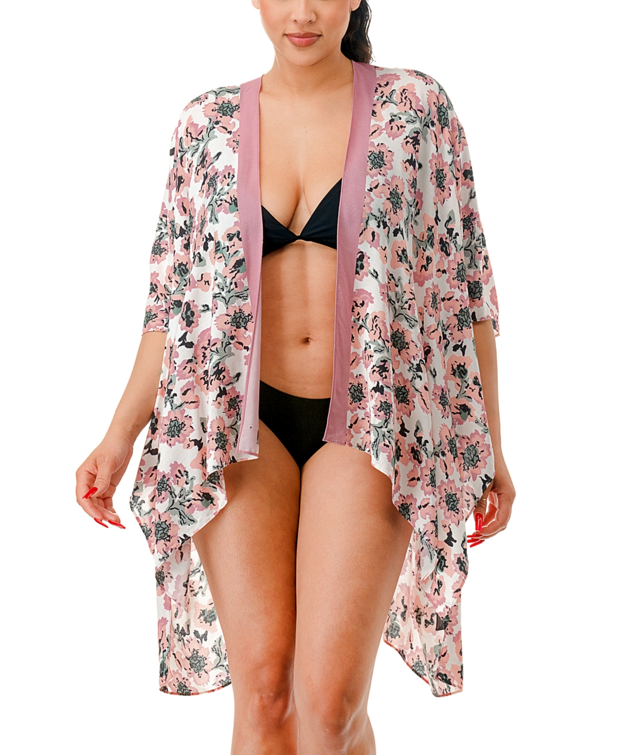 Marcus Adler Floral Kimono Cover Up In Pink