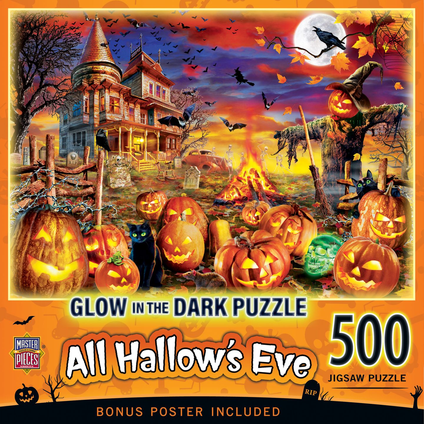 Детский пазл MasterPieces Puzzles All Hallow's Eve Glow-in-the-Dark 500 Piece Puzzle, Ages 14+ — фото 1