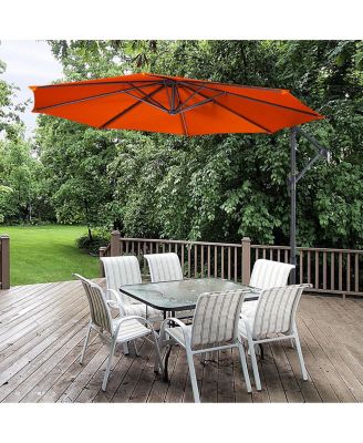10 Ft Hanging Umbrella Patio Sun Shade Offset Outdoor Market Cross Base