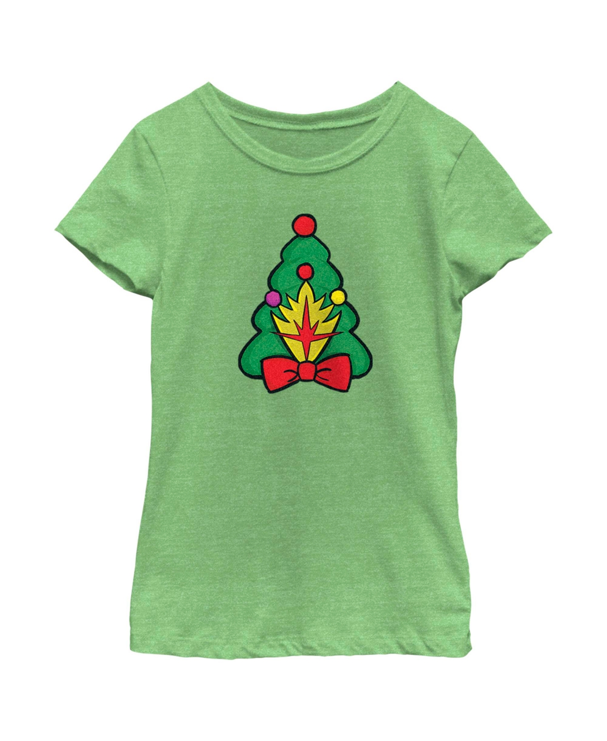 Marvel Girl's Guardians Of The Galaxy Holiday Special Mantis Candy Cane Hug Child T-shirt In Green Apple