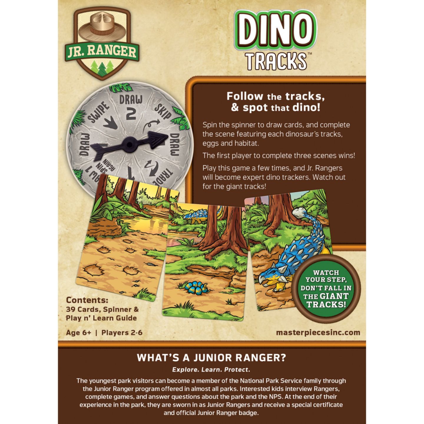 Детская карточная игра MasterPieces Puzzles Jr. Ranger Dino Tracks Card Game, цвет: Разноцветный — фото 3