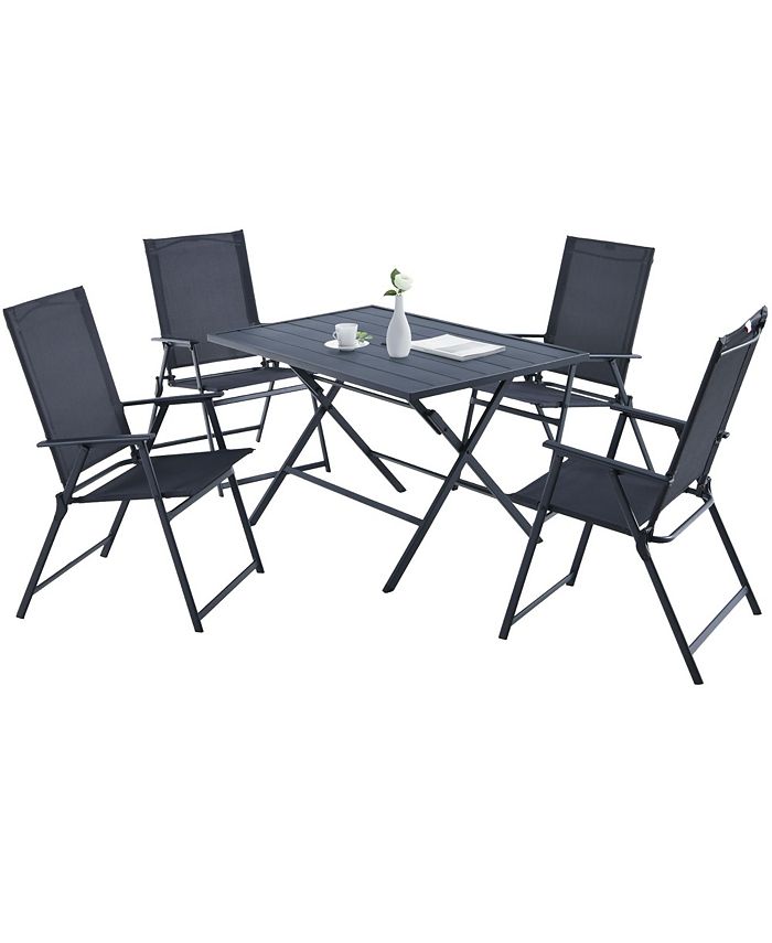 Costway 5 PCS Patio Dining Furniture Set Armchairs Folding Table No