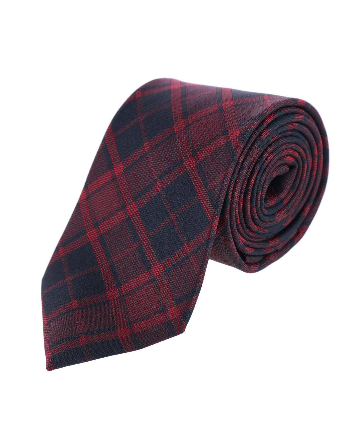 Men's Kincade Red Blackwatch Plaid Silk Necktie - Red plaid