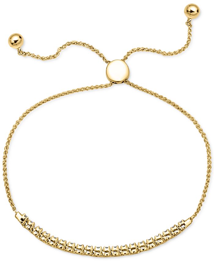 Macy's Diamond Horizontal Link Bolo Bracelet (1/4 ct. t.w.) in 10k Gold