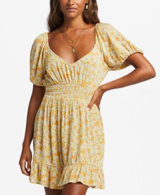 Billabong - Juniors' Something Pretty Printed Smocked-Waist Dress