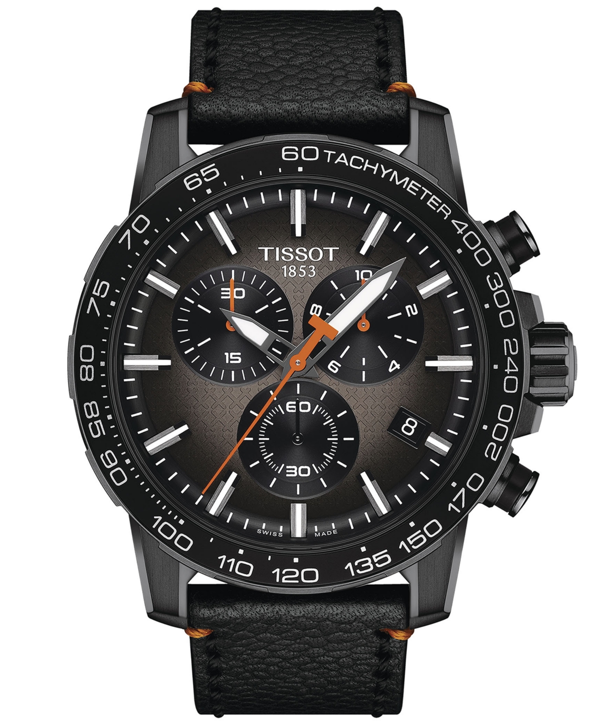 Shop Tissot Men's Swiss Chronograph Supersport Black Leather Strap Watch 46mm In No Color
