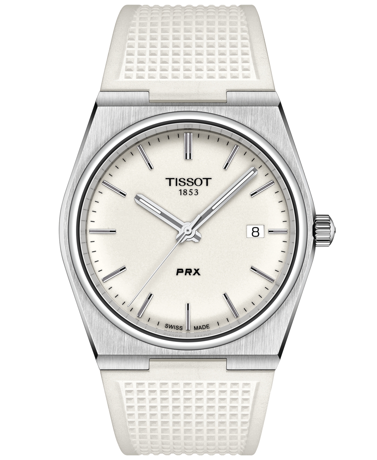 Tissot Men's Swiss Automatic Prx White Rubber Strap Watch 40mm In No Color
