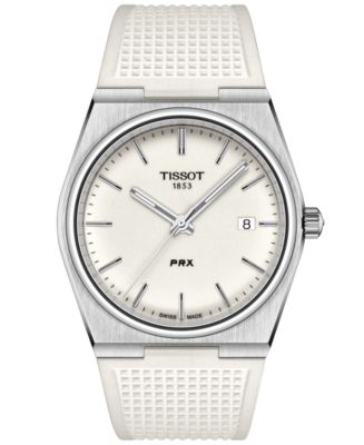 Tissot Men's Swiss Automatic PRX White Rubber Strap Watch 40mm