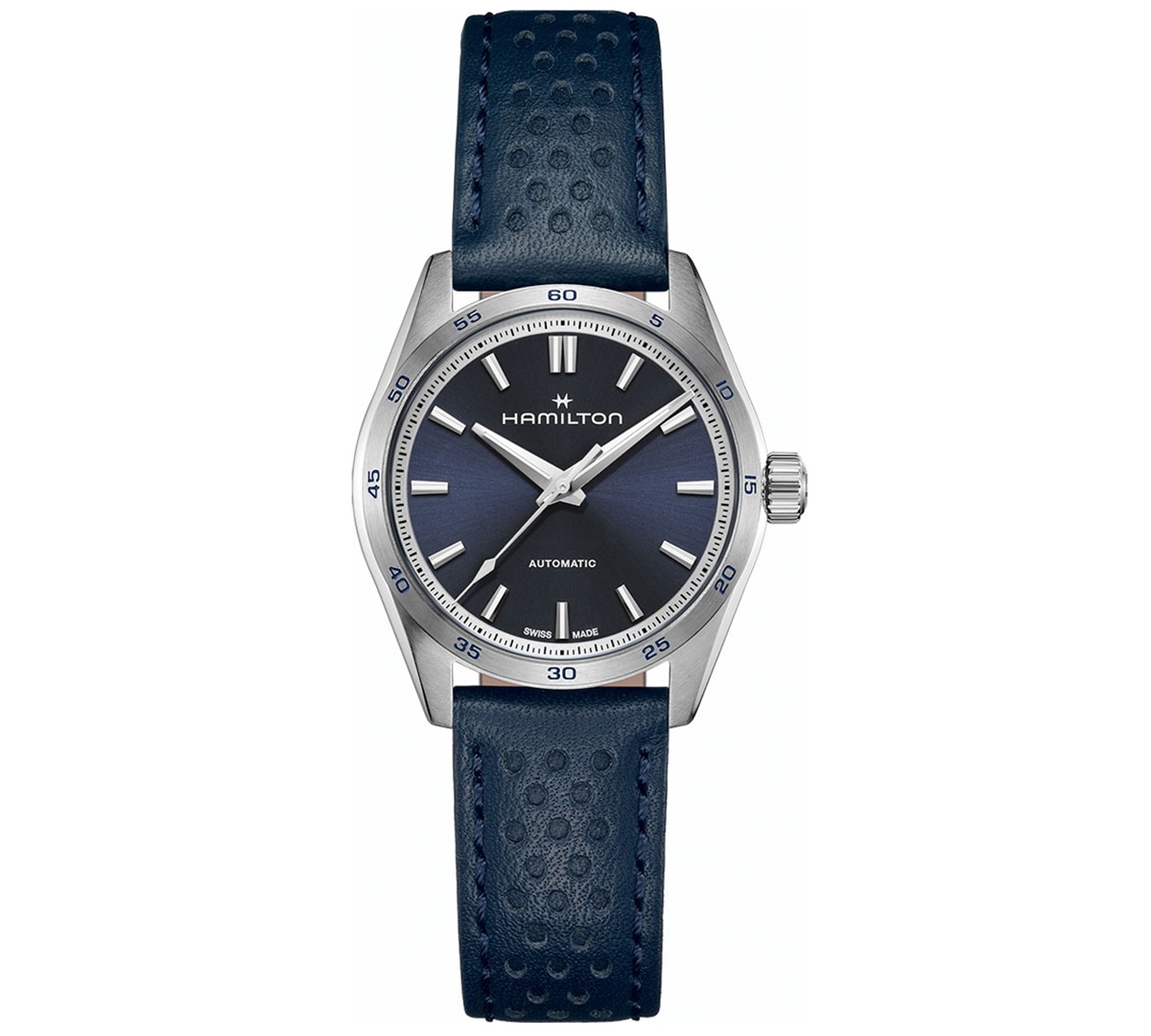 Women's Swiss Automatic Jazzmaster Performer Blue Leather Strap Watch 34mm - Blue