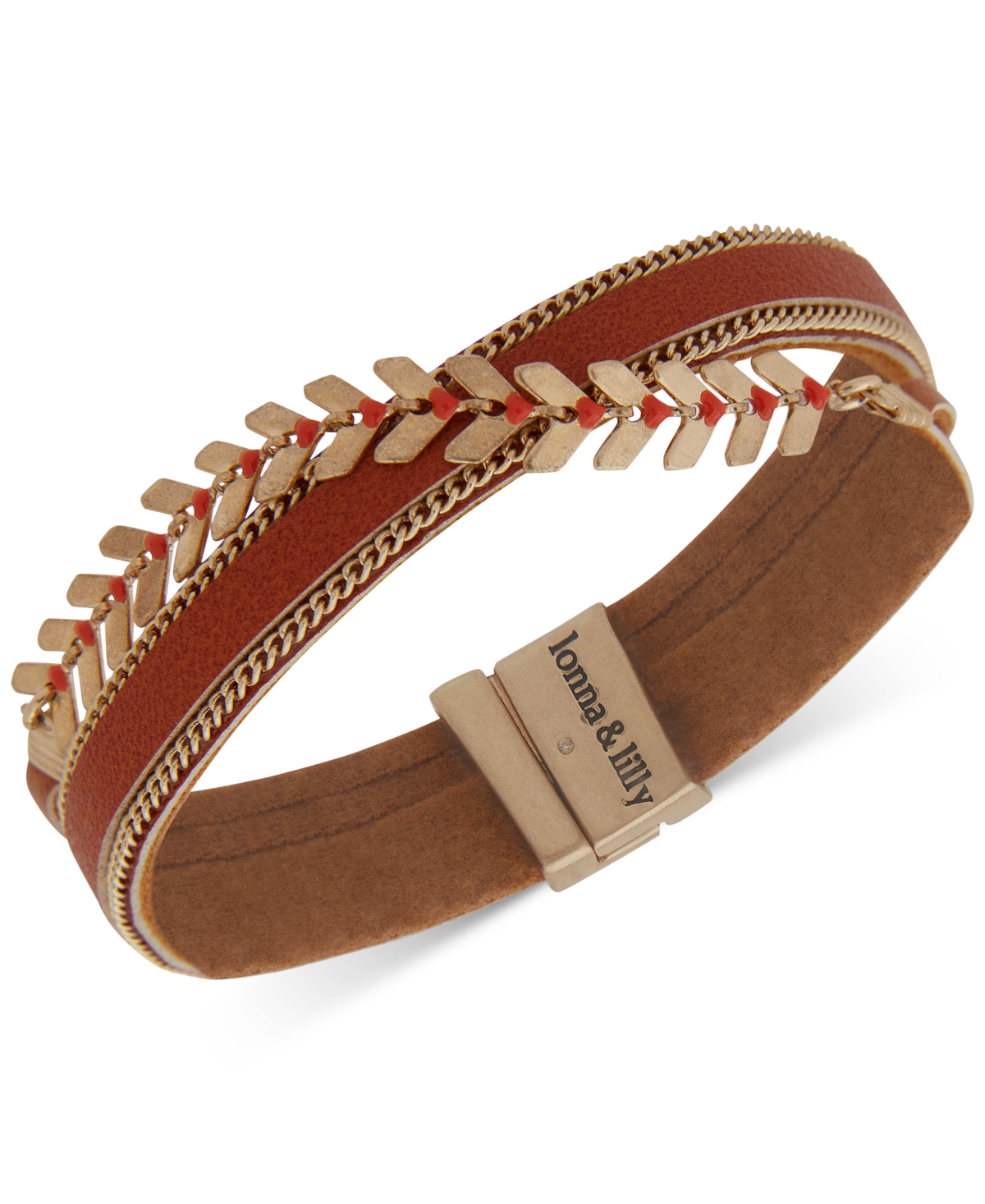 lonna & lilly Gold-Tone Leather Magnetic Wrap Bracelet