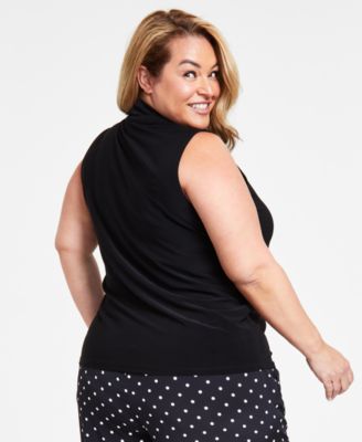 Plus Size Sleeveless Pleated V-Neck Top