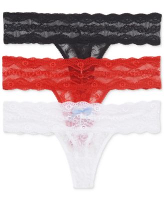 Women's 3-Pk. Lace Kiss Thong Underwear 970582