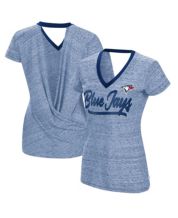 Antigua Toronto Blue Jays Women's Red Maverick Henley LS Tee, Red, 100% POLYESTER, Size S, Rally House