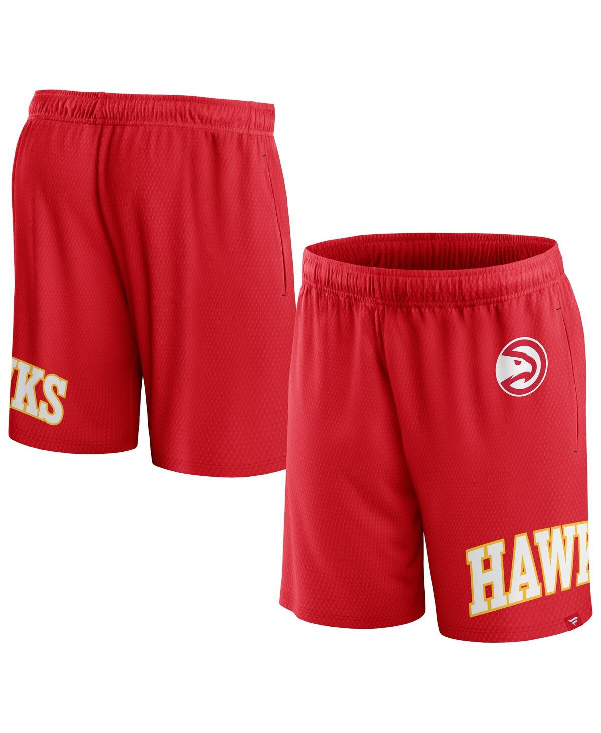 Shop Fanatics Men's  Red Atlanta Hawks Free Throw Mesh Shorts