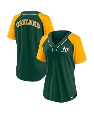 Women's Green Oakland Athletics Ultimate Style Raglan V-Neck T-shirt