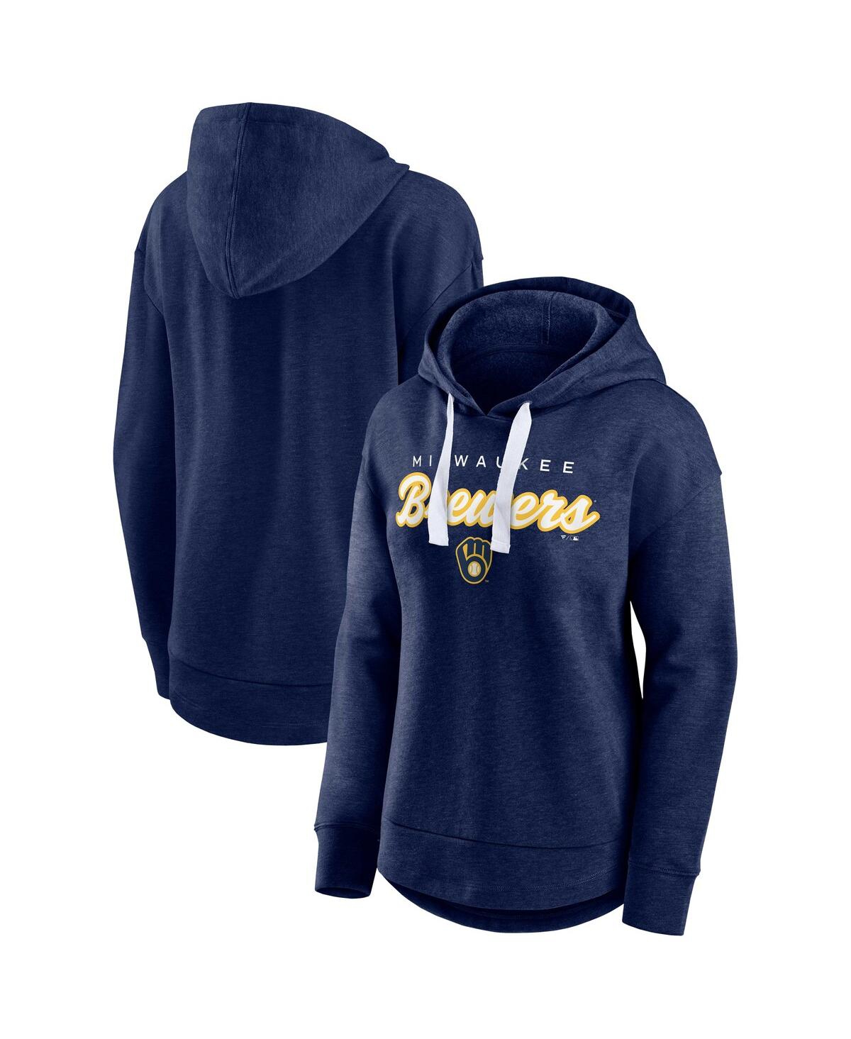 Fanatics Branded Heathered Navy Milwaukee Brewers Set To Fly Pullover Hoodie In Heathered Navy