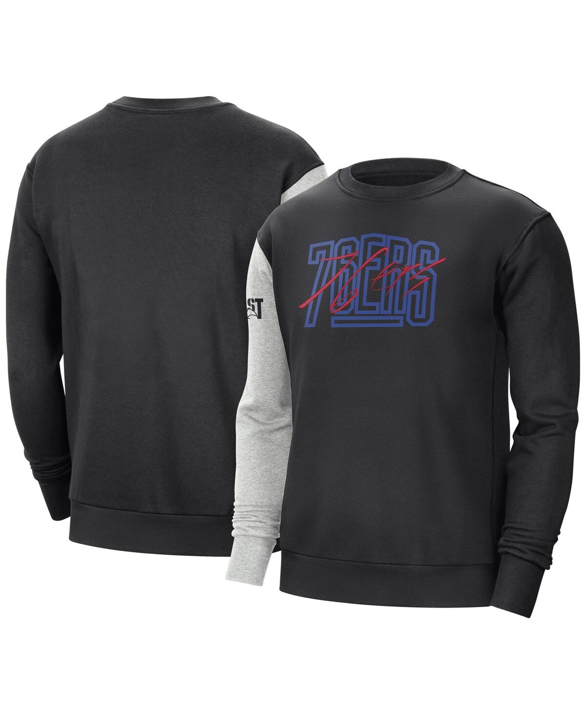 Men's Nike Heather Gray Philadelphia 76ers Courtside Versus Force & Flight Pullover Sweatshirt - Heather Gray