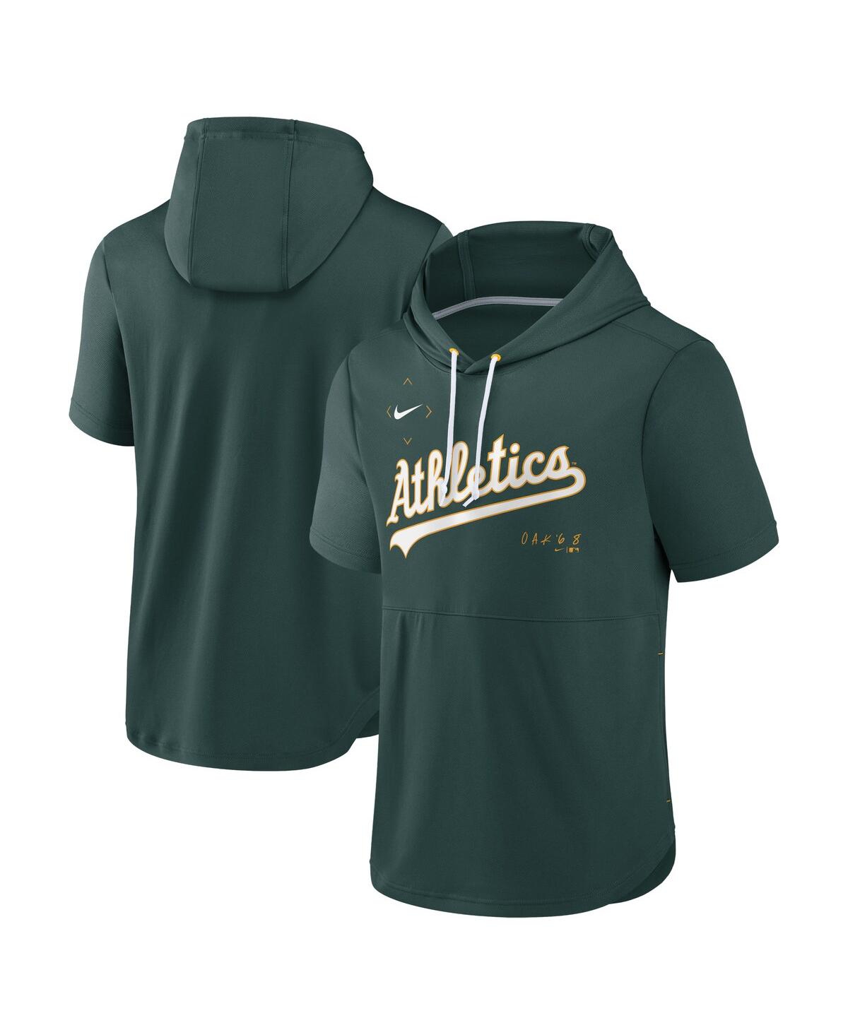 Shop Nike Men's  Green Oakland Athletics Springer Short Sleeve Team Pullover Hoodie