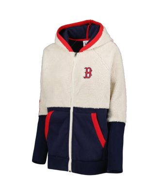 Women's Oatmeal, Navy Boston Red Sox Shuffle It Raglan Full-Zip Hoodie
