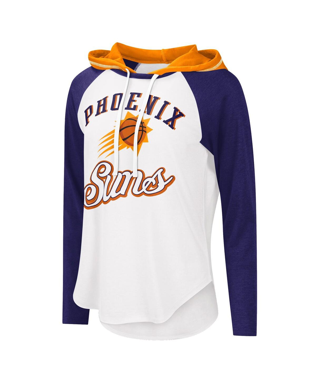 Shop G-iii 4her By Carl Banks Women's  White Phoenix Suns Mvp Raglan Hoodie Long Sleeve T-shirt