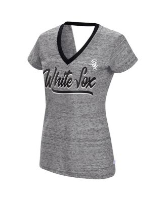 Women's Black Chicago White Sox Halftime Back Wrap Top V-Neck T-shirt