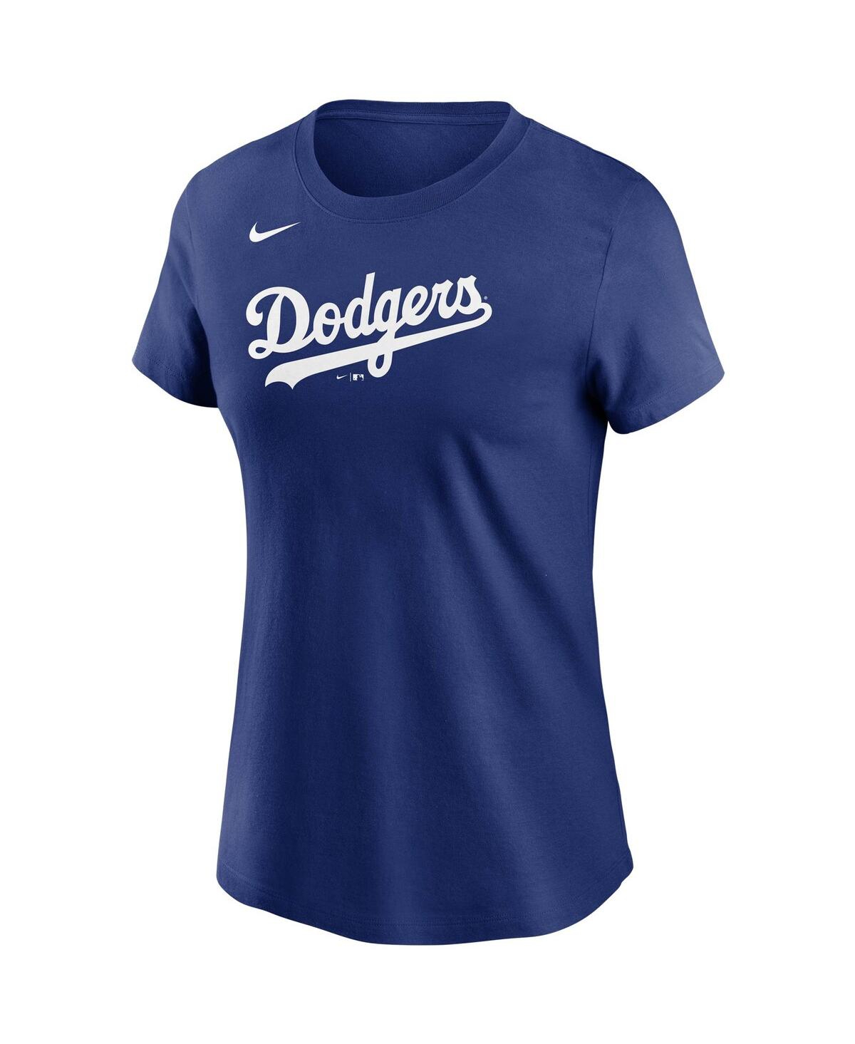 Shop Nike Women's  Royal Los Angeles Dodgers Wordmark T-shirt