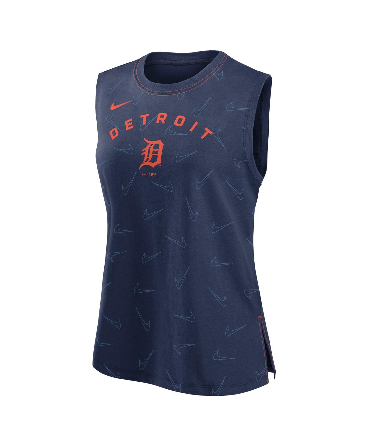Shop Nike Women's  Navy Detroit Tigers Muscle Play Tank Top