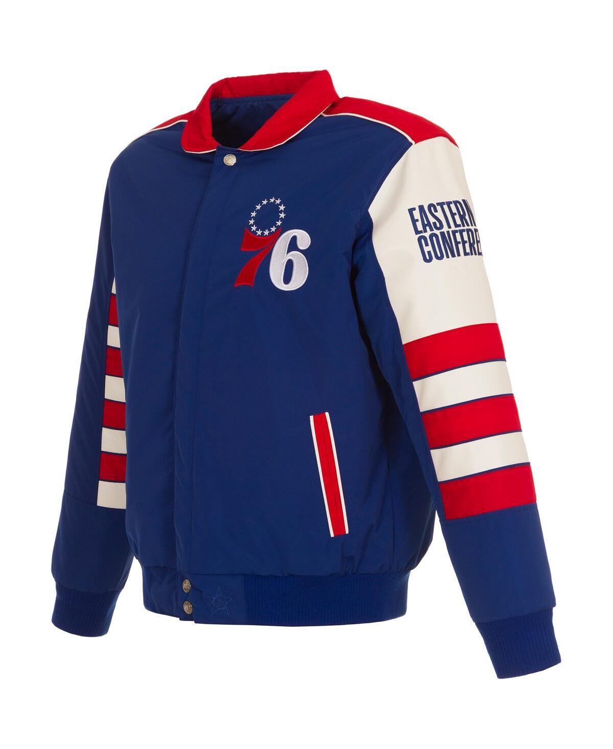 Shop Jh Design Men's  Royal Philadelphia 76ers Stripe Colorblock Nylon Reversible Full-snap Jacket