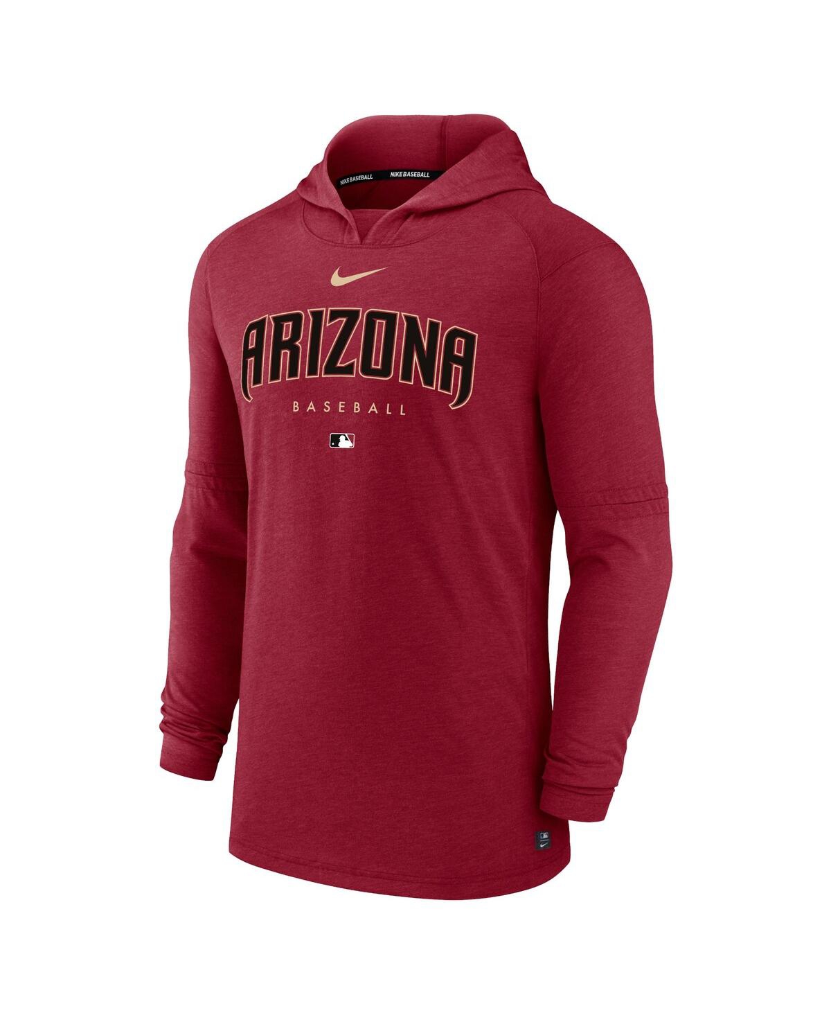 Men's NikeArizona Diamondbacks Authentic Collection Early Work Tri-Blend Performance Pullover Hoodie - Heather Red