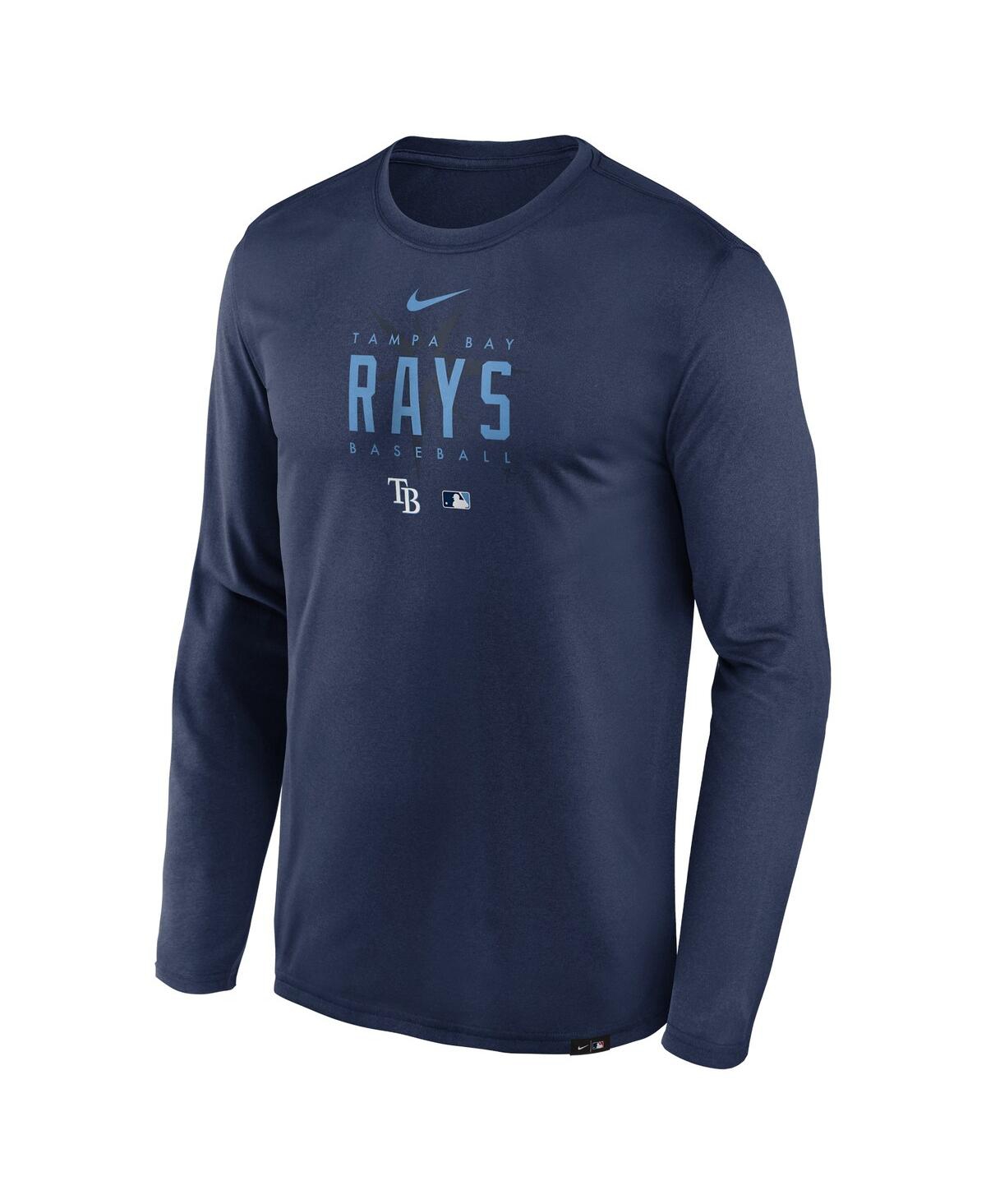 Men's NikeTampa Bay Rays Authentic Collection Team Logo Legend Performance Long Sleeve T-shirt - Navy