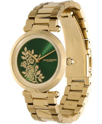 Women's Signature Floral Ion Plated Gold-Tone Steel Bracelet Watch 34mm