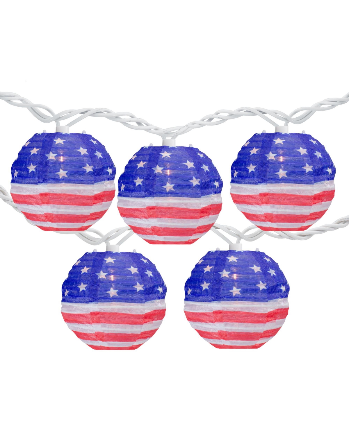 Northlight 10-count American Flag 4th Of July Paper Lantern Lights 8.5' White Wire In Red