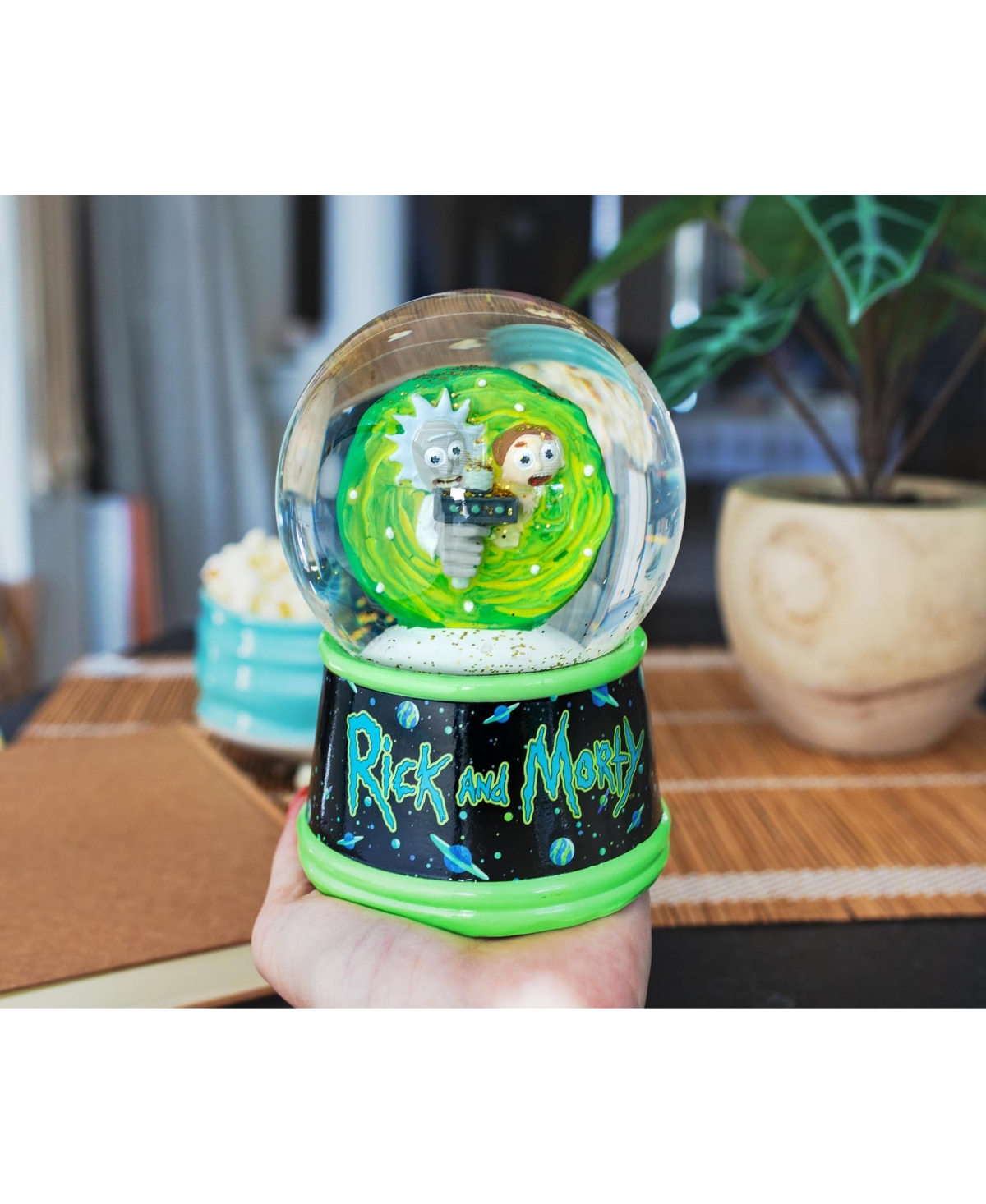 Rick and Morty Portal Light-Up Adult Snow Globe with Swirling Glitter Display Piece | Home Decor Essentials | 6 Inches Tall