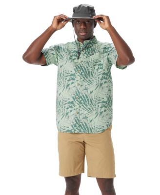 Columbia Mens  Rapid Rivers Printed Short Sleeve Shirt With A Booney Hat In Fossil